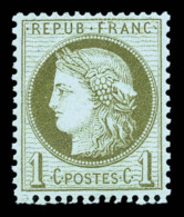 ** N°50, 1c Vert-olive, Variété D'impression Dans L'épi, Très Bon Centrage   ... - 1871-1875 Ceres