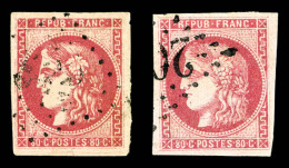 O N°49, 80c Bordeaux, Rose Et Rose-foncé, Les 2ex TB (certificat)    Qualité: O   Cote: 640 Euros - 1870 Ausgabe Bordeaux