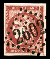 O N°49d, 80c Groseille, Obl GC '2602', SUPERBE (signé Calves/certificat)    Qualité: O   Cote:... - 1870 Ausgabe Bordeaux