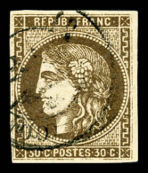 O N°47, 30c Brun, Obl Càd. TTB (certificat)    Qualité: O   Cote: 650 Euros - 1870 Ausgabe Bordeaux