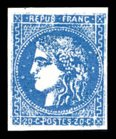 ** N°46B, 20c Bleu Report 2, Faux De Marseille, Très Frais, SUP (certificat)    Qualité: ** - 1870 Ausgabe Bordeaux