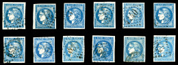 O N°46, 20c Type III Rep 1 Et 2, Ensemble De 12 Exemplaires Dont Nuances Et Oblitérations. TB/TTB   ... - 1870 Ausgabe Bordeaux