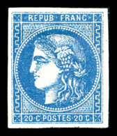 * N°46B, 20c Bleu Type III Report 2, SUP (signé Calves/certificat)     Qualité: *   Cote: 1800... - 1870 Ausgabe Bordeaux