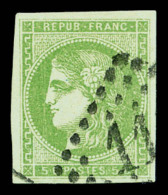 O N°42B, 5c Vert-jaune. TB (signé Scheller)    Qualité: O   Cote: 180 Euros - 1870 Ausgabe Bordeaux