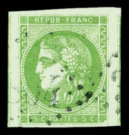 O N°42B, 5c Vert-jaune Rep 2, Belles Marges Avec 2 Voisins. SUP (signé Scheller/certificat)   ... - 1870 Ausgabe Bordeaux