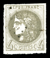 O N°41, 4c Gris Très Foncé, Oblitération Légère, Superbe Nuance. R.R.... - 1870 Ausgabe Bordeaux