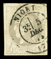 O N°41B, 4c Gris Rep 2 Obl Càd, TTB (signé Scheller)    Qualité: O   Cote: 325 Euros - 1870 Ausgabe Bordeaux