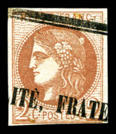 O N°40B, 2c Brun-rouge Obl Annulation Typo Des Journaux, TTB (certificat)    Qualité: O   Cote: 400... - 1870 Ausgabe Bordeaux