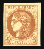 * N°40B, 2c Brun-rouge, Petit Coin De Feuille, TTB (signé Brun)    Qualité: *   Cote: 360 Euros - 1870 Ausgabe Bordeaux