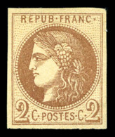 (*) N°40A, 2c Chocolat Clair Rep 1, Quatre Belles Marges. TTB (signé Brun/certificat)    Qualité:... - 1870 Ausgabe Bordeaux