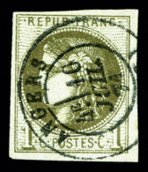 O N°39Cc, 1c Olive-bronze Rep 3. TB (signé Brun)    Qualité: O   Cote: 300 Euros - 1870 Ausgabe Bordeaux