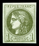 ** N°39A, 1c Olive Report 1, Fraîcheur Postale, SUP (certificat)    Qualité: ** - 1870 Ausgabe Bordeaux