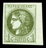 ** N°39A, 1c Olive Report 1, Fraîcheur Postale, Bdf, SUP (certificat)    Qualité: ** - 1870 Ausgabe Bordeaux