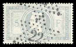 O N°33A, Empire, 5F Violet Gris Avec 5 Et F En Bleu Obl étoile '22', TB (signé... - 1863-1870 Napoléon III. Laure
