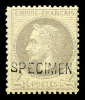 * N°27Bg, '4c Gris Surchargé 'SPECIMEN', TB (signé Brun)    Qualité: *   Cote: 400 Euros - 1863-1870 Napoléon III Con Laureles