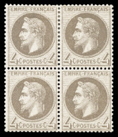 * N°27Bd, 4c Gris-jaunâtre Type II En Bloc De Quatre, Grande Fraîcheur, Très Bon Centrage... - 1863-1870 Napoleon III With Laurels