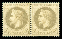 * N°27B, 4c Gris Type II En Paire, Très Bon Centrage, TTB (certificat)    Qualité: *   Cote: 700... - 1863-1870 Napoleon III With Laurels