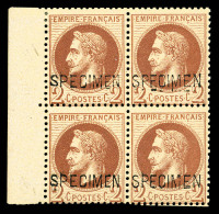 ** N°26Be, 2c Rouge Brun Surchargé 'SPECIMEN' En Bloc De Quatre Bdf (1ex*), Fraîcheur Postale.... - 1863-1870 Napoleon III With Laurels