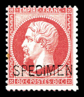 * N°24d, 80c Rose Surchargé 'SPECIMEN', Fraîcheur Postale (signé Calves/certificat)   ... - 1862 Napoléon III.