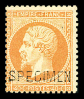 * N°23d, 40c Orange Surchargé 'SPECIMEN', TB (signé/certificat)    Qualité: *   Cote: 1300... - 1862 Napoleon III