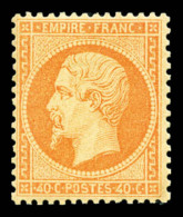 * N°23, 40c Orange, Frais, TTB (certificat)    Qualité: *   Cote: 2900 Euros - 1862 Napoléon III.