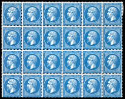 ** N°22a, 20c Bleu Foncé, Exceptionnel Bloc De 24 Exemplaires (11ex*), Fraîcheur Postale. R.R.R.... - 1862 Napoleon III