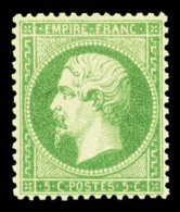 * N°20a, 5c Vert-foncé, Très Bon Centrage, TTB (certificat)    Qualité: * - 1862 Napoleon III