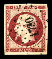 O N°18, 1F Carmin, Oblitération PC, Infime Froissure, Jolie Pièce, TB (certificat)   ... - 1853-1860 Napoléon III.