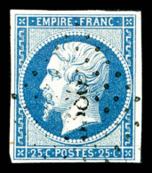 O N°15, 25c Bleu, Obl PC, TB (signé Scheller)    Qualité: O   Cote: 285 Euros - 1853-1860 Napoléon III