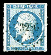 O N°15, 25c Bleu, Obl PC, TB    Qualité: O   Cote: 285 Euros - 1853-1860 Napoleon III