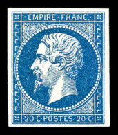 * N°14Aa, 20c Bleu Foncé, TTB (signé Scheller/certificat)    Qualité: *   Cote: 600 Euros - 1853-1860 Napoleon III