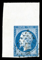 O N°14A, 20c Bleu Type I, Grand Coin De Feuille, SUPERBE ET RARE (signé Brun/certificat)   ... - 1853-1860 Napoléon III