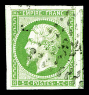 O N°12a, 5c Vert-jaune, Grandes Marges, Un Voisin. SUP (signé Scheller)    Qualité: O - 1853-1860 Napoleon III