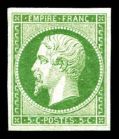 * N°12, 5c Vert, Très Jolie Pièce, SUP (certificat)    Qualité: *   Cote: 1400 Euros - 1853-1860 Napoléon III.