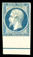 * N°10b, 25c Bleu Bord De Feuille Avec Filet D'encadrement, Jolie Pièce, TTB (signé... - 1852 Luigi-Napoleone