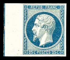 ** N°10b, 25c Bleu Bord De Feuille Avec Filet D'encadrement, SUPERBE. R.R.R (signé Calves/certificat)   ... - 1852 Luis-Napoléon
