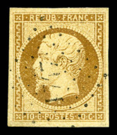 O N°9, 10c Bistre-jaune, Obl PC Légère, TTB (signé Scheller/certificat)    Qualité:... - 1852 Luigi-Napoleone