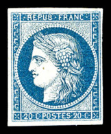 (*) N°8b, Non émis, 20c Bleu Foncé, Grande Fraîcheur, RARE Et SUP (signé... - 1849-1850 Ceres