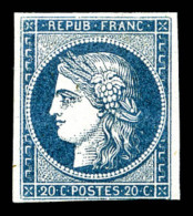 * N°8a, Non émis, 20c Bleu Foncé, Grande Fraîcheur, RARE Et TB (certificat)    ... - 1849-1850 Ceres