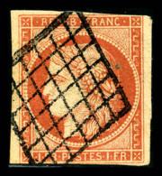 O N°7a, 1F Vermillon-vif , Filet Effleuré En Haut Sinon TB (signé Scheller/certificat)    ... - 1849-1850 Cérès