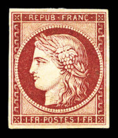 * N°6, 1F Carmin Foncé, Pelurage En Marge, Grande Fraîcheur, Très Jolie Pièce, RARE... - 1849-1850 Ceres