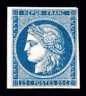 * N°4a, 25c Bleu Foncé, Petit Bord De Feuille Latéral, GRANDE FRAÎCHEUR, RARE Et SUPERBE... - 1849-1850 Ceres