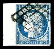 O N°4, 25c Bleu Bord De Feuille, TTB (signé Brun)    Qualité: O - 1849-1850 Ceres