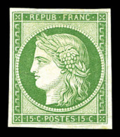 (*) N°2e, 15c Vert, Impression De 1862. Pelurages Sinon TB (signé Scheller)    Qualité: (*) - 1849-1850 Cérès