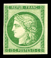 ** N°2e, 15c Vert, Impression De 1862, Fraîcheur Postale, SUP (certificat)    Qualité: ** - 1849-1850 Cérès