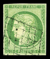 O N°2, 15c Vert-jaune, TB (signé Scheller/certificat)    Qualité: O   Cote: 1200 Euros - 1849-1850 Ceres
