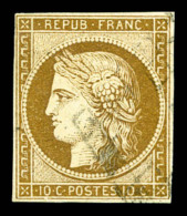 O N°1a, 10c Bistre-brun, TB (certificat)    Qualité: O   Cote: 450 Euros - 1849-1850 Cérès