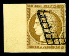 O N°1a, 10c Bistre-brun, Bord De Feuille Latéral, TTB (certificat)    Qualité: O   Cote: 450... - 1849-1850 Ceres