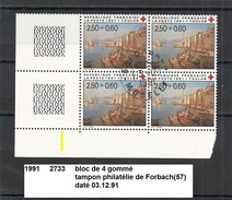 Bloc De 4 De 1991 Oblitéré* Y&T N° 2733 Forbach 03.12.91 - Used