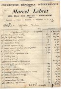 VP7263 - Facture - Entreprise Générale D'Electricité Marcel LEBRET à FECAMP - Electricité & Gaz
